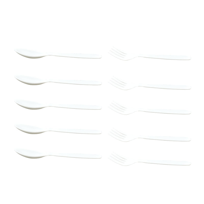 2422 Dinnerware Cutlery Premium Plastic Spoon And Fork Set - 10 pcs DeoDap