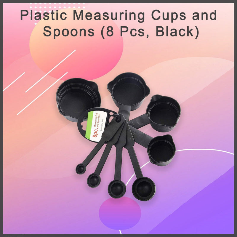 106 Plastic Measuring Cups and Spoons (8 Pcs, Black) holeseller