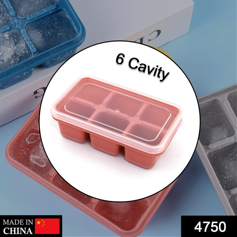 4750 6 cavity Silicone Ice Tray used in all kinds of places like household kitchens for making ice from water and various things and all. DeoDap