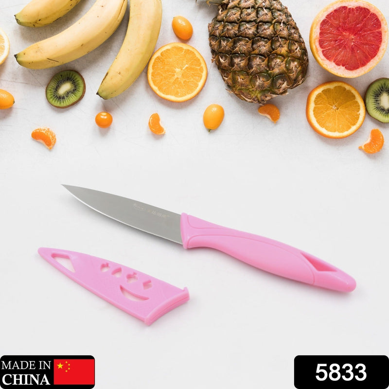 5833 Stainless Steel Fruit Knife, New Sharp and Durable Fruit Knife Small, Comfortable Non-slip Handle, with Protective Cover, Suitable for Most Types of Vegetables and Fruits(1 Pc)