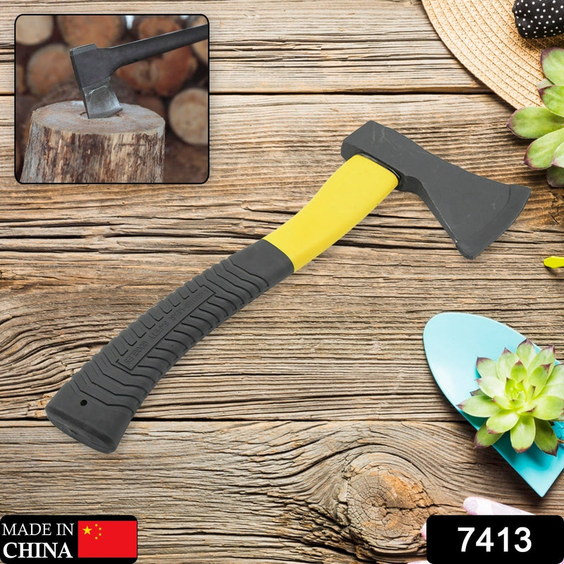 7413 Gardening Tools Hatchet Axe Fiberglass Body Rubberized Handle Wood Cutting Axe, Camping Axe, Safety Axe, Pick Axe (972 Gm)