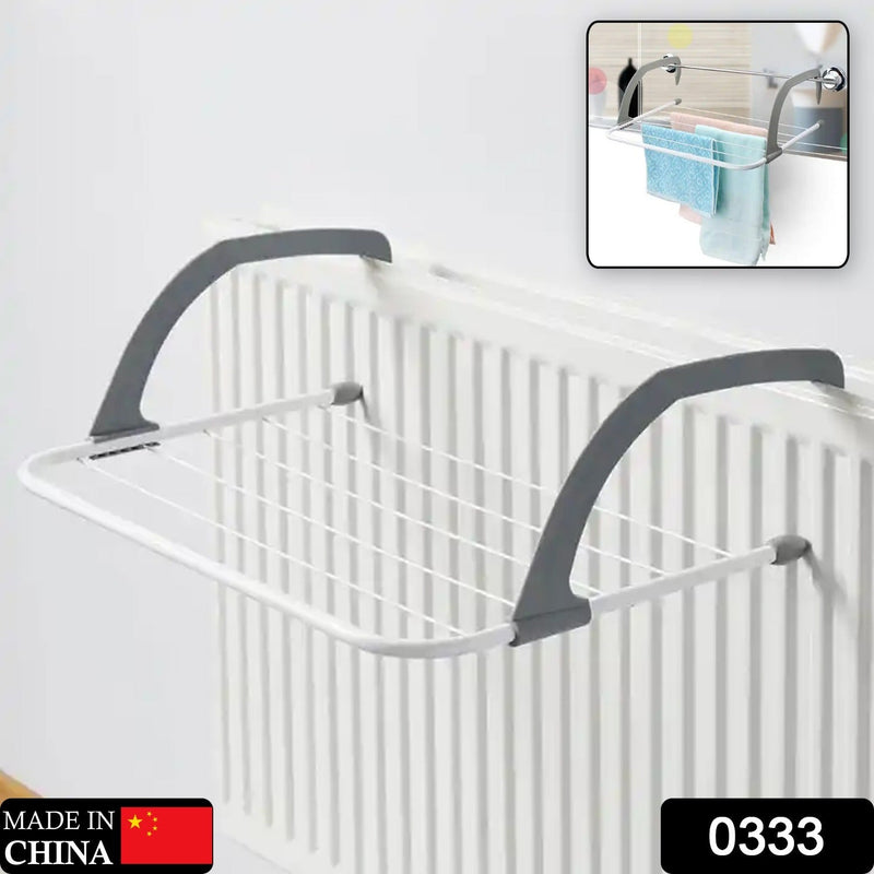 0333 Metal Steel Folding Drying Rack for Clothes Balcony Laundry Hanger for Small Clothes Drying Hanger Metal Clothes Drying Stand, Socks and Plant Storage Holder Outdoor / Indoor Clothes-Towel Drying Rack Hanging on The Door Bathroom