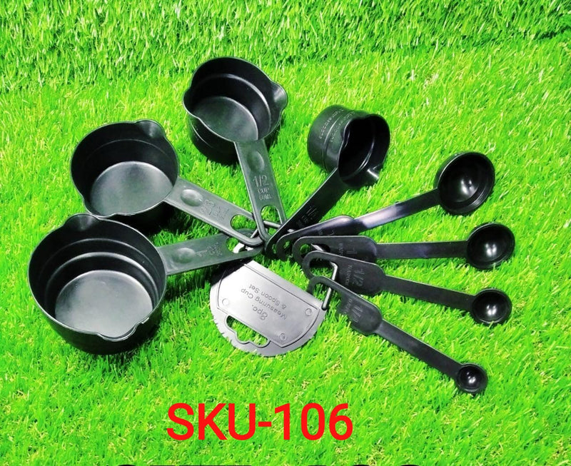 106 Plastic Measuring Cups and Spoons (8 Pcs, Black) holeseller